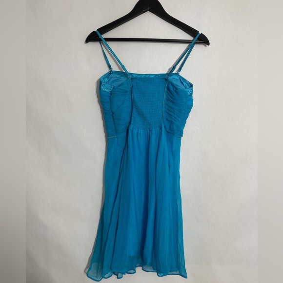 NWT Ceres Blue Silk Blend Ruched Bodice Party Dress Y2K Size Medium Cocktail - Picture 5 of 7